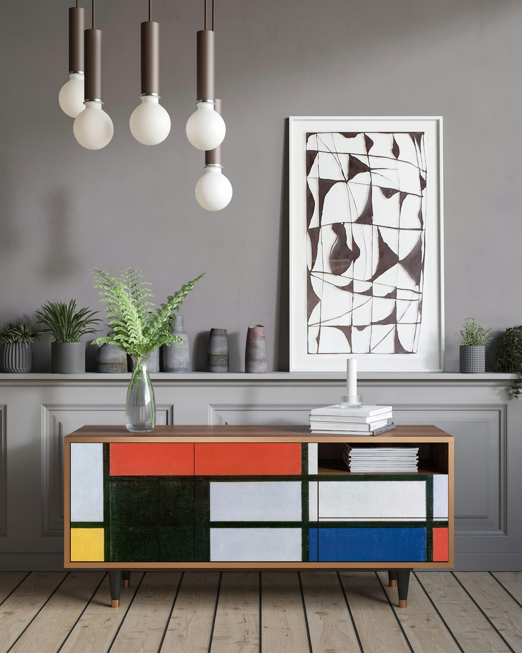 - Meuble TV  multicolore 2 tiroirs et 2 portes L 125 cm