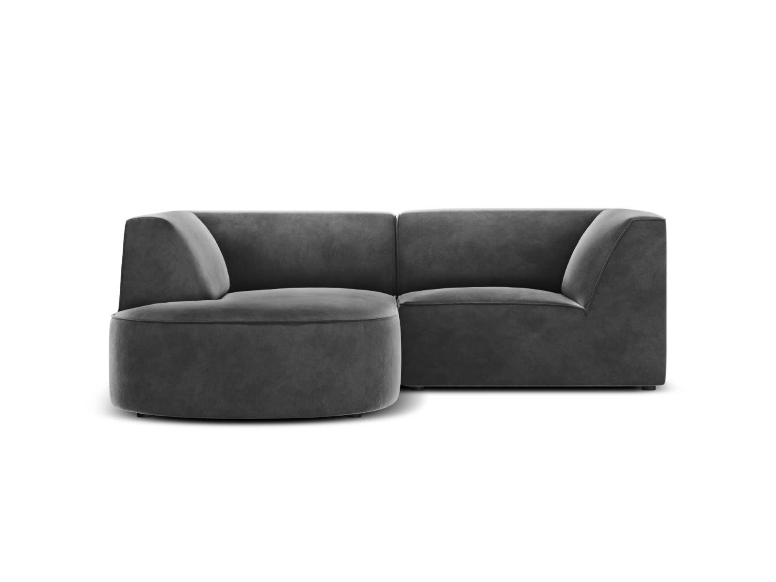 CHARLES - Canapé D'Angle Gauche 3 places en Velours Gris Foncé