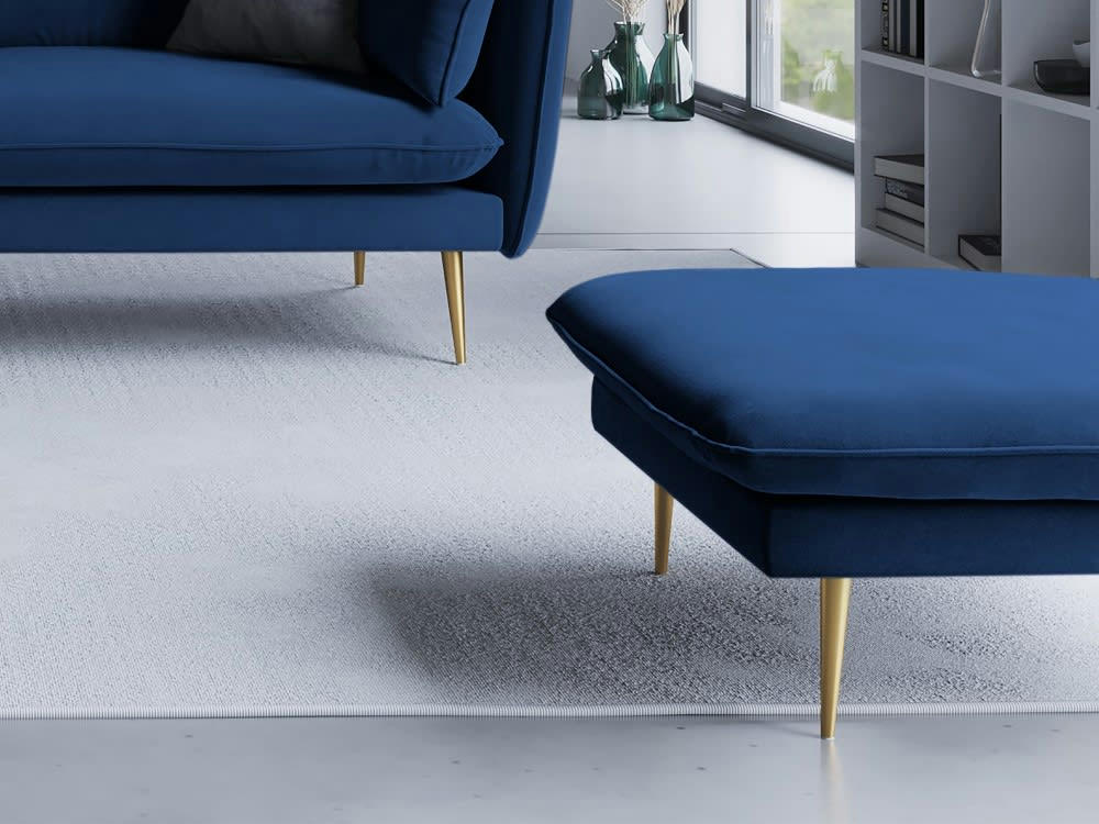 AGATE - Pouf en velours bleu roi