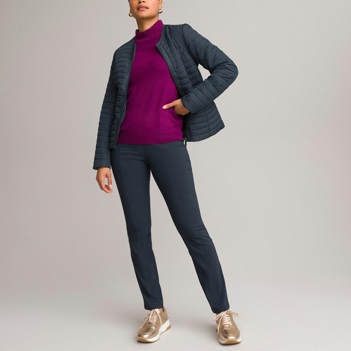 Pantalon droit, taille élastiquée