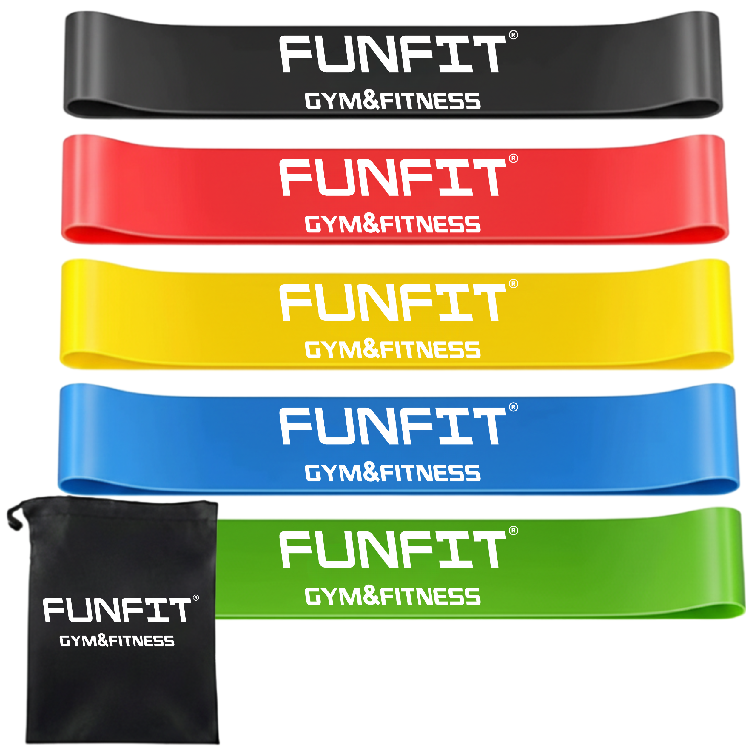 Taśmy oporowe do ćwiczeń FUNFIT GYM&FITNESS zestaw 5 szt. gumy fitness