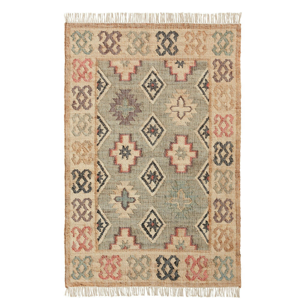 Tapis kilim jute et coton effet used, Kaliny