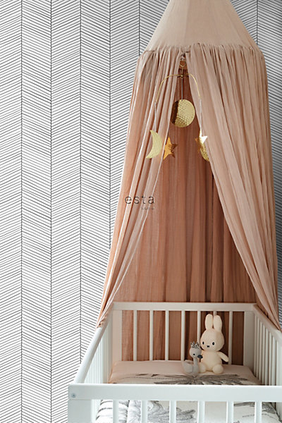 ESTAhome papier peint chevron noir et blanc 53 cm x 10.05 m