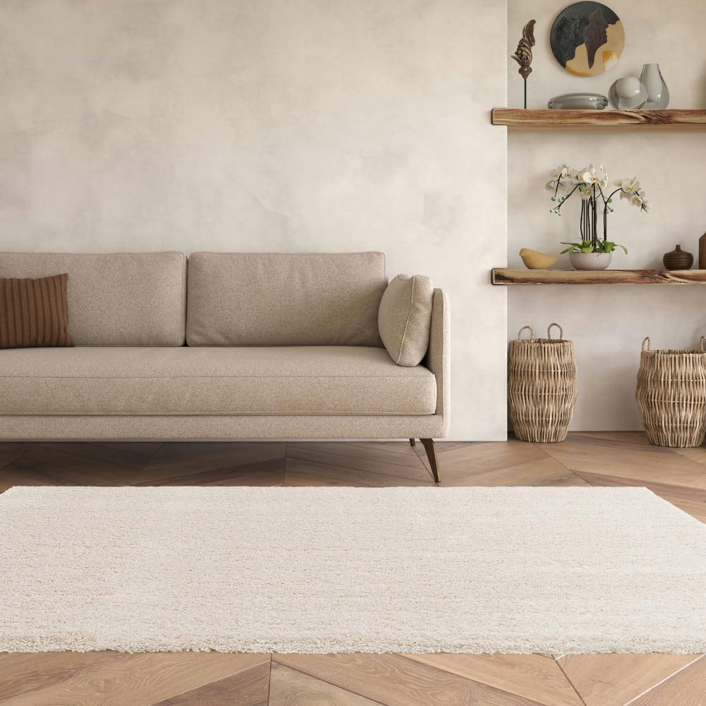 SPRINGS III - Tapis à poil long lavable en machine ecru 140x200 cm
