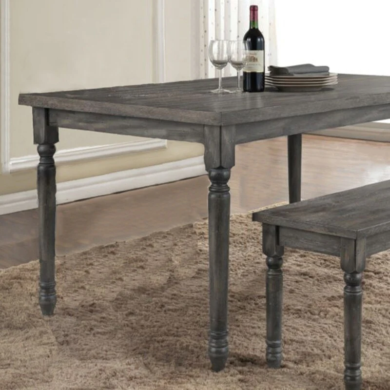 Best Master Furniture Demi Weathered Grey Veneer 59 Inch Rectangular Dining Table