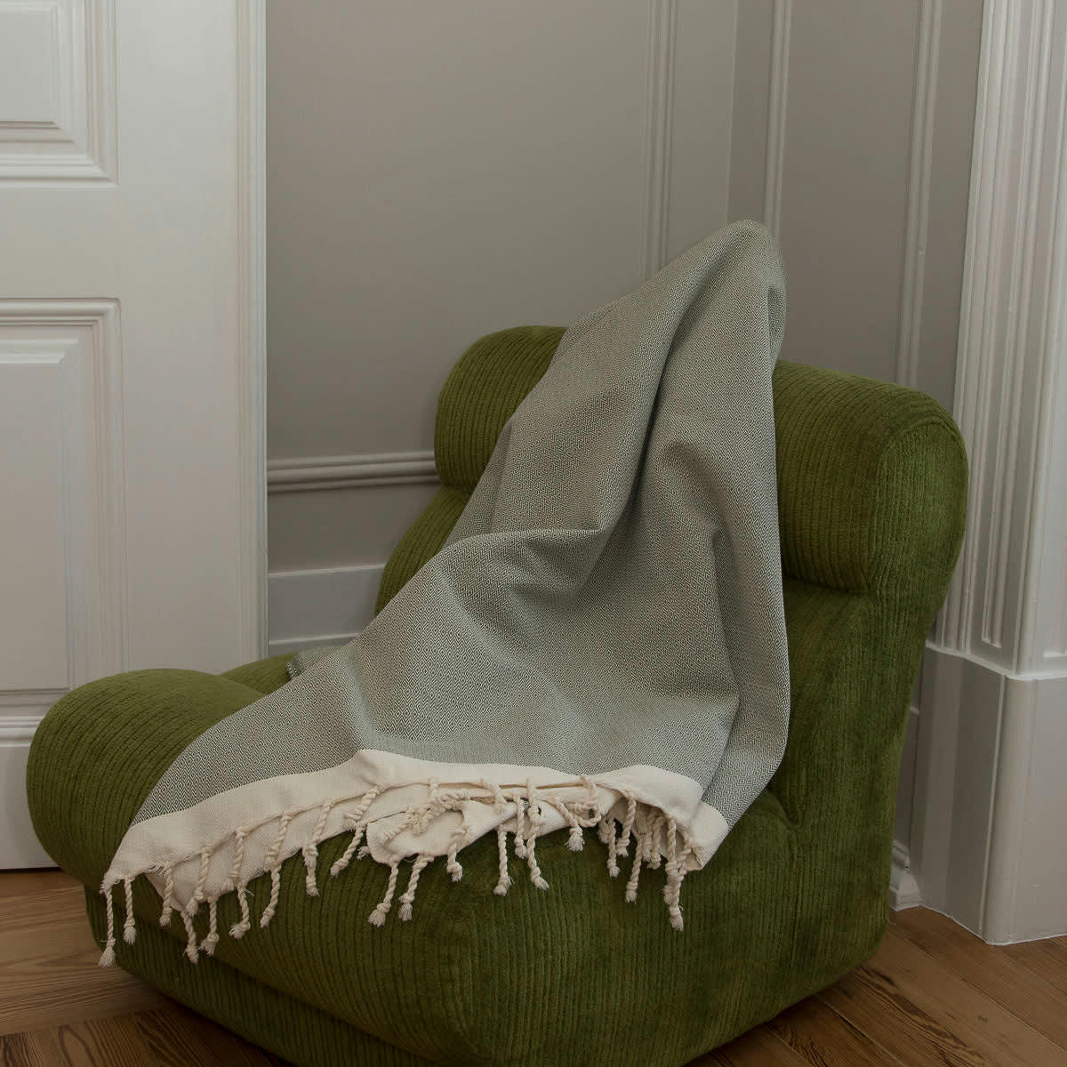 COURCHEVEL - Plaid coton  160x250 olive