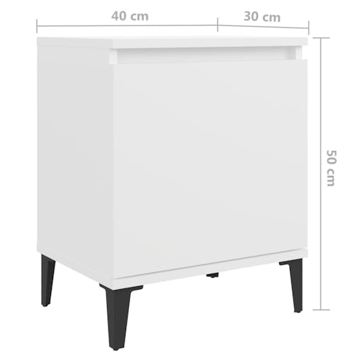 NNEVL Bed Cabinets with Metal Legs 2 pcs White 40x30x50 cm