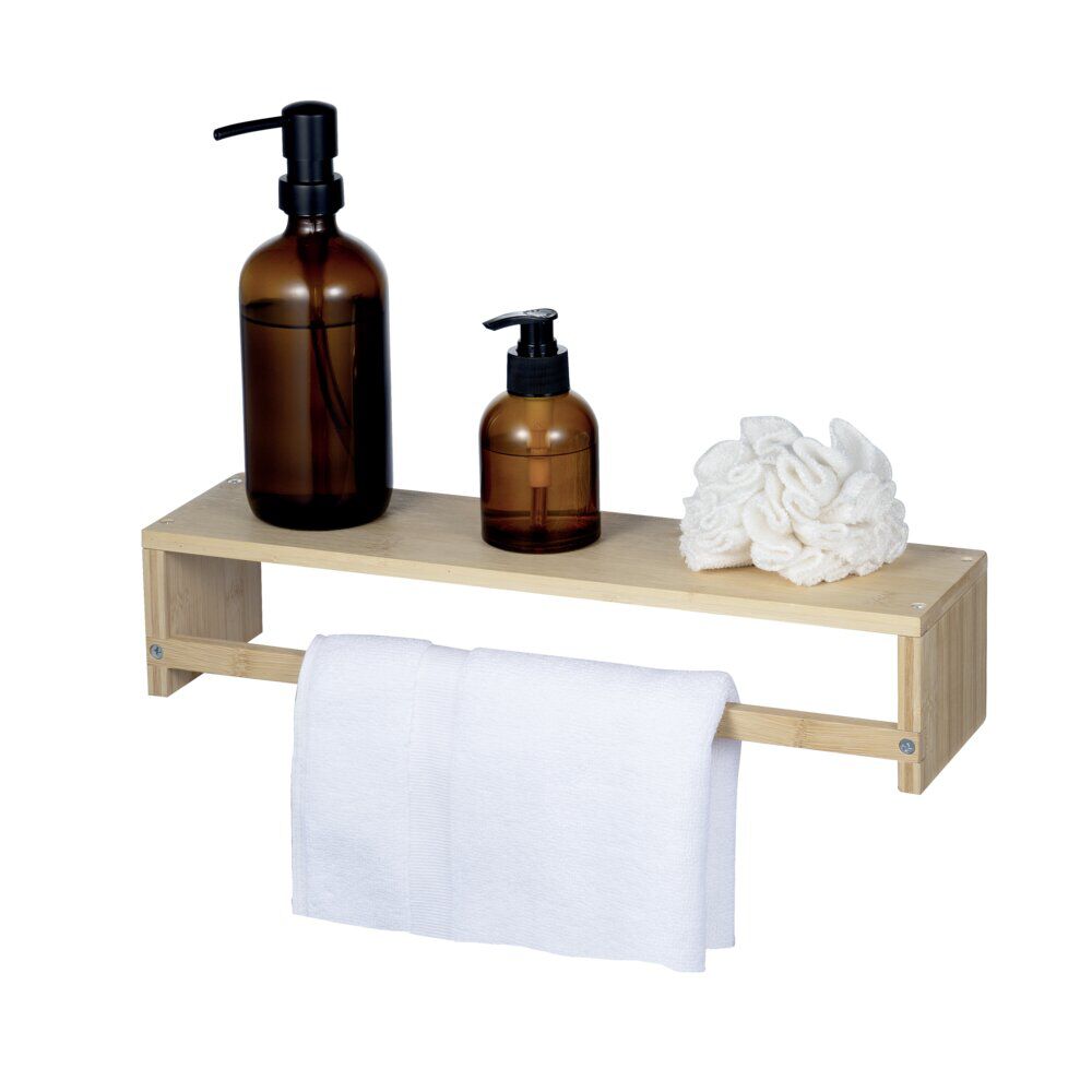 étagère salle de bain porte serviette en bambou 40,8x8,9xH11cm