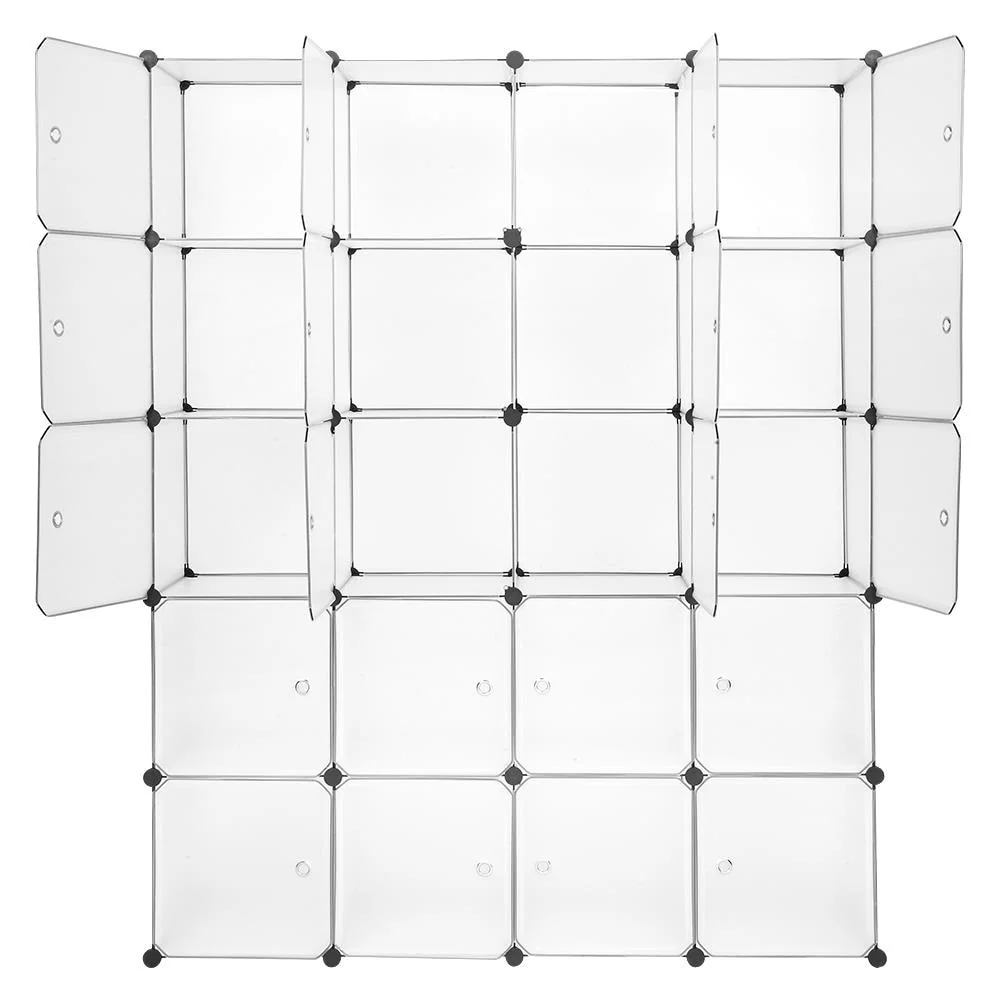 20-Cube DIY Plastic Storage Organizer Shoe Rack Closet,White
