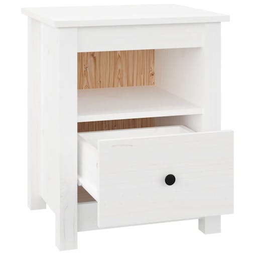 NNEVL Bedside Cabinet White 40x35x49 cm Solid Wood Pine