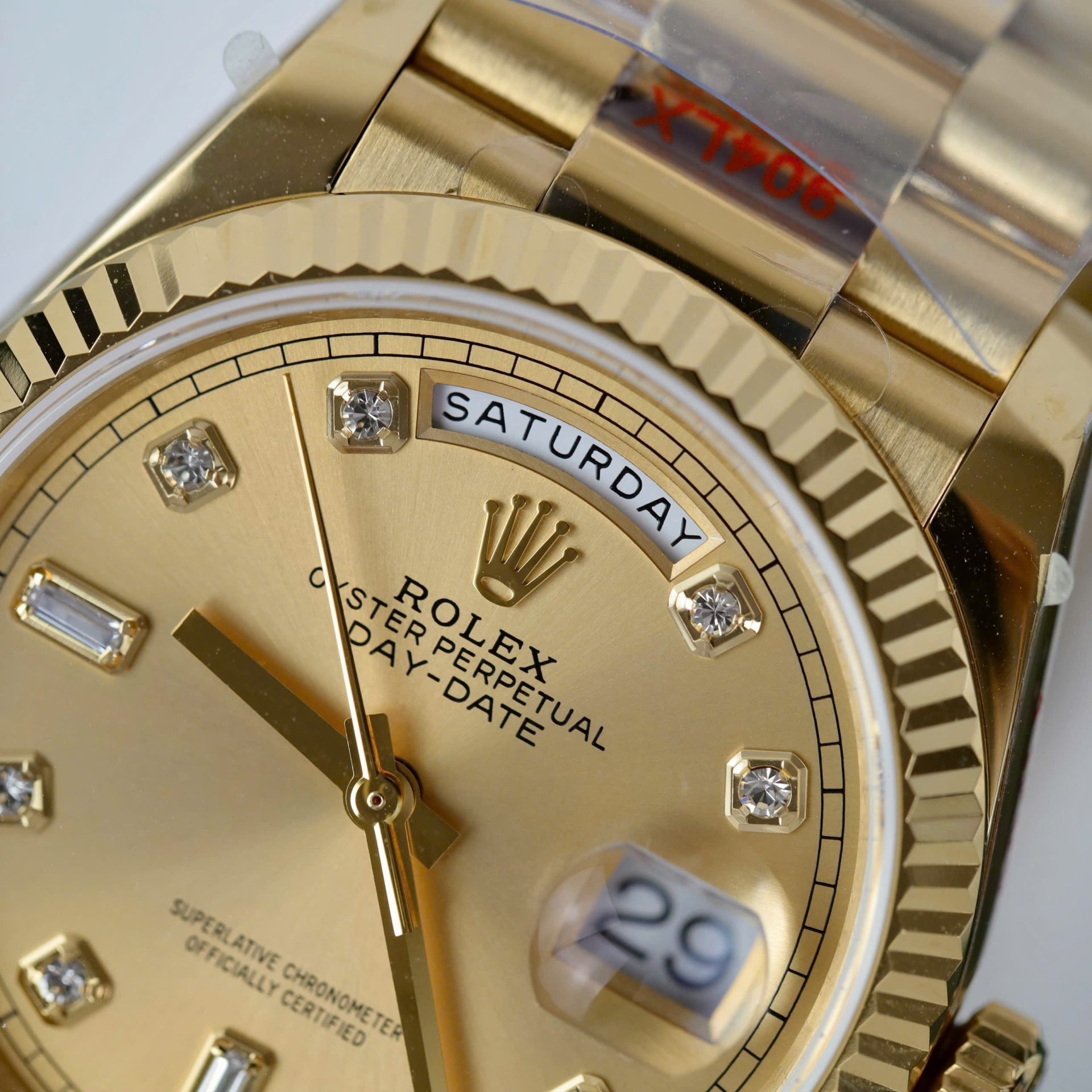 Rolex Day-Date 128238 YG Plated Champagne Dial CZ Diamonds 36mm Super Clone