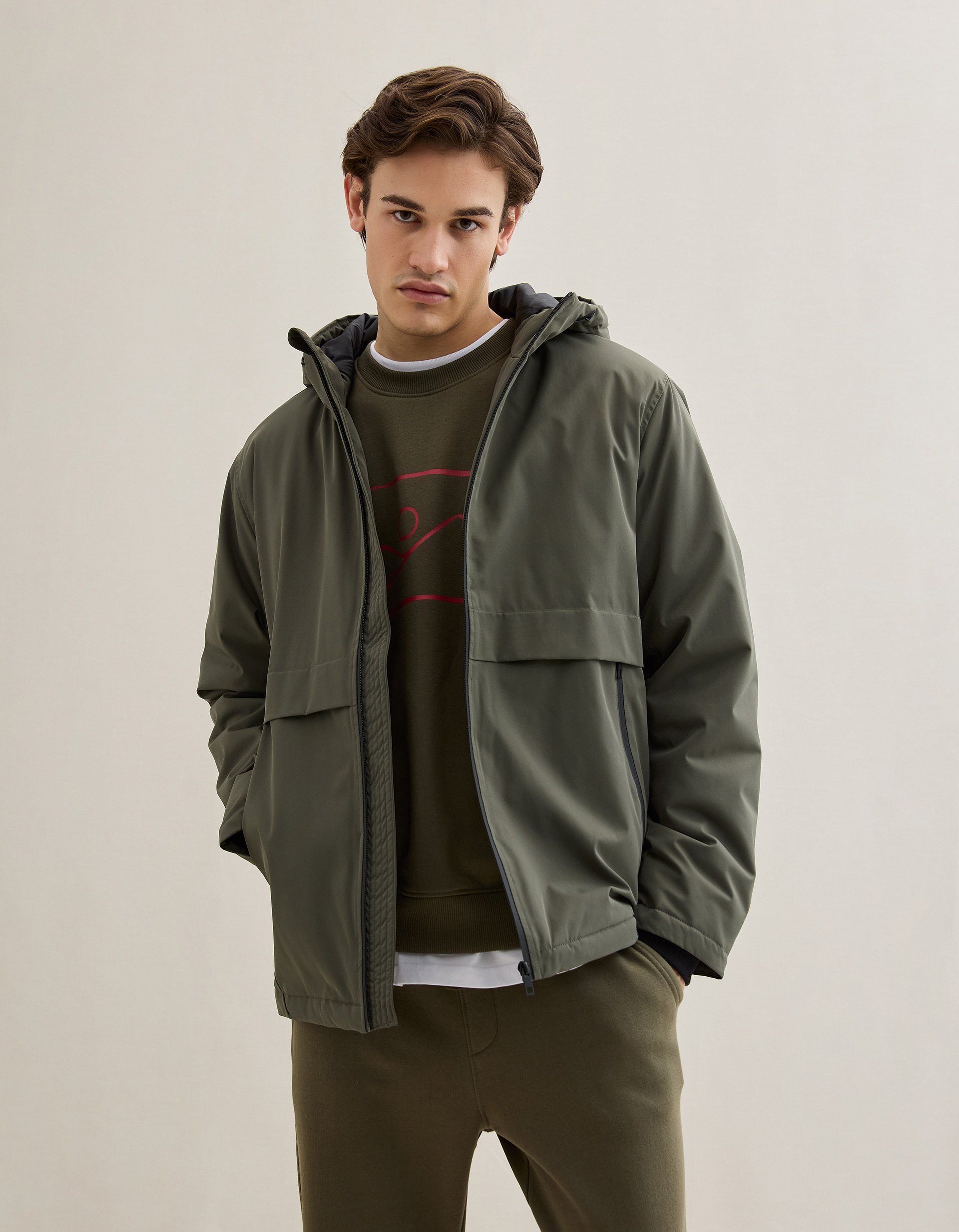 Parka com Capuz, Homem, Verde Escuro