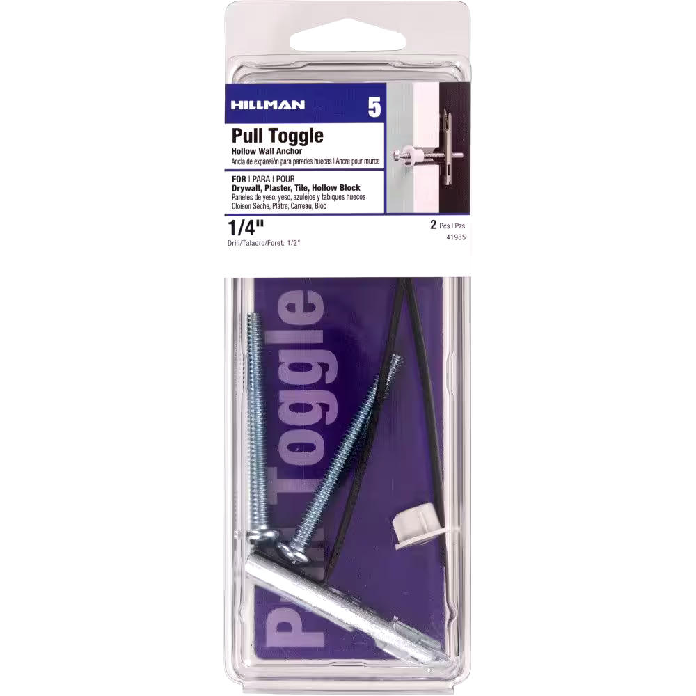 Hillman XL-Strap Toggle with Screw, Self-Drilling, 1/4-in, 2-pk