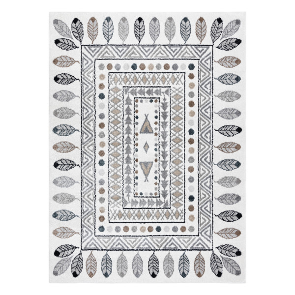 Dywan FUN Teepee dla dzieci, wzór indiański, ramka krem 80x150 cm