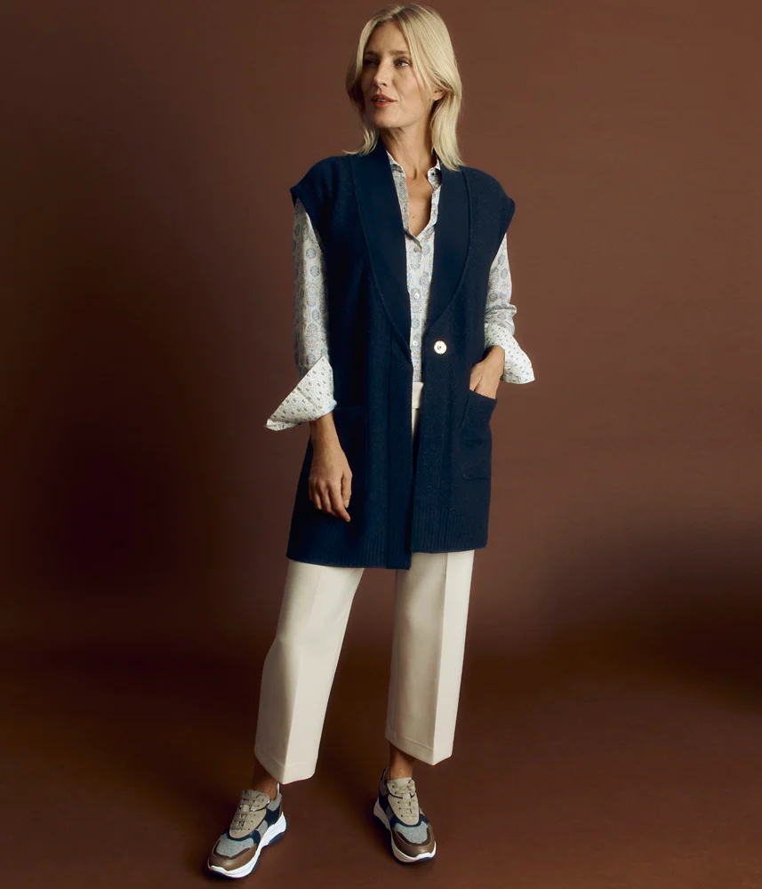 Veste longue maille en laine Mérinos et alpaga NOW-B/84118/921