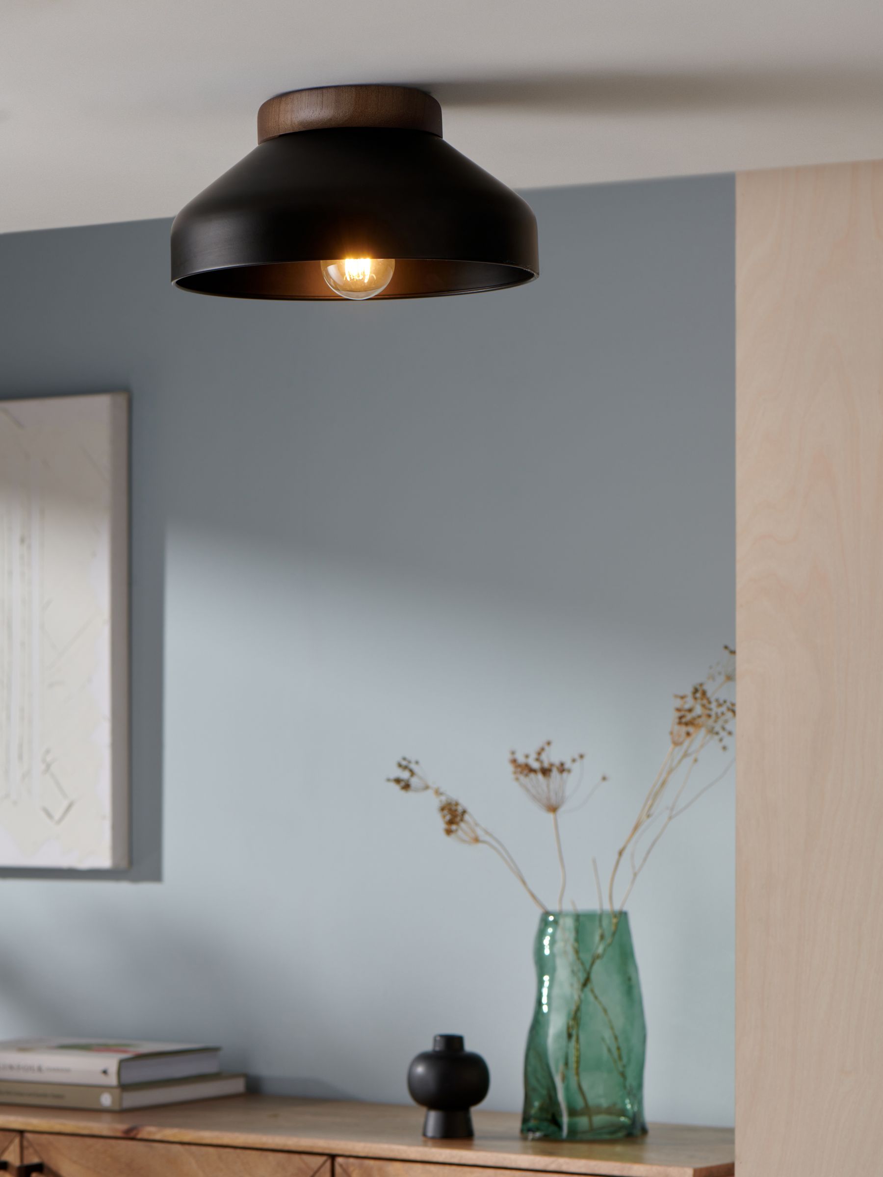 Black Albert Flush Fitting Ceiling Light