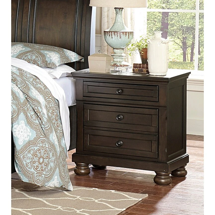 Grayish Brown 5pc Bedroom Set Platform Storage Bed Nightstands Dresser Mirror