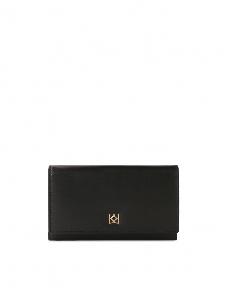 Elegant black wallet made of natural leather