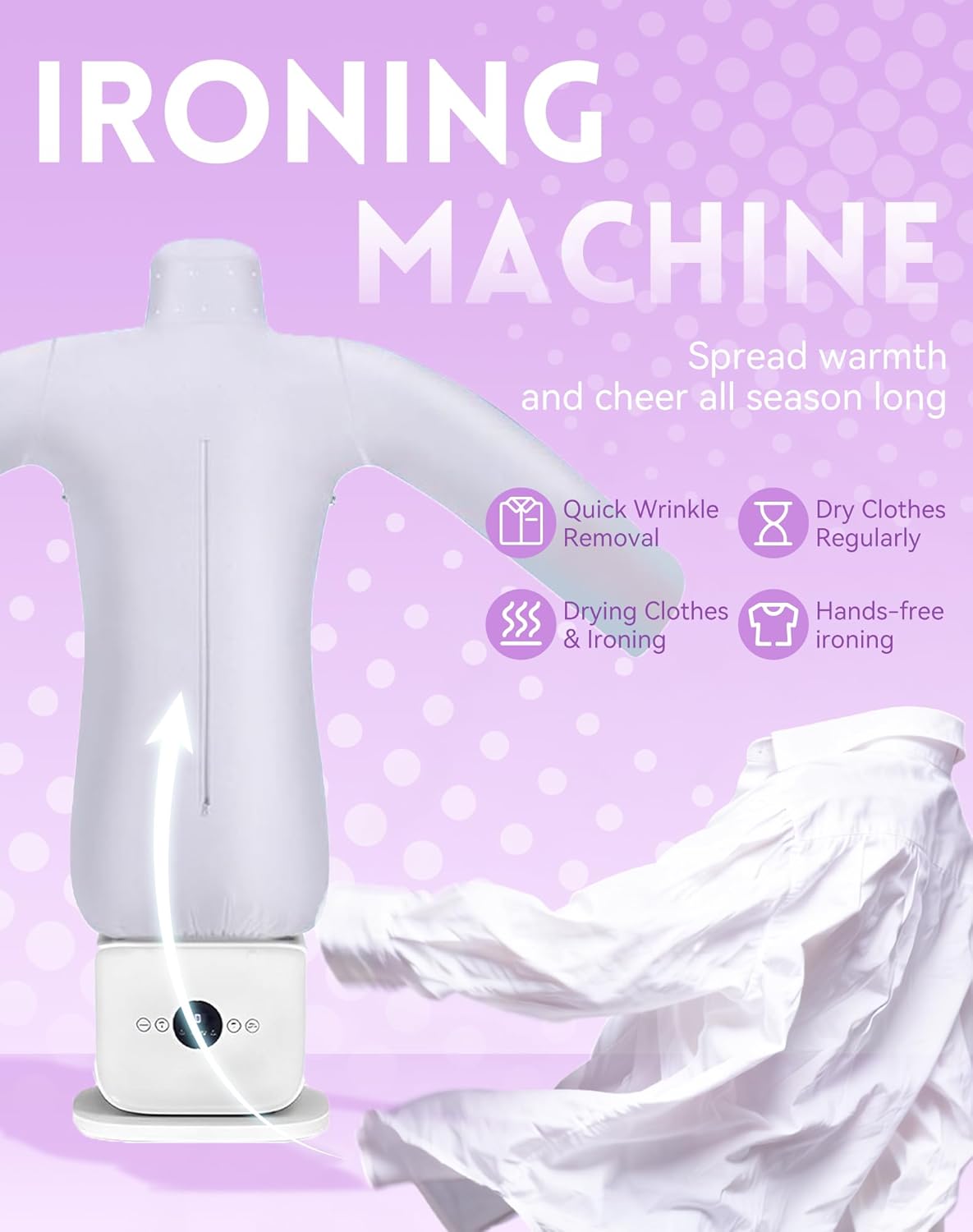 Automatic Steam Iron - 2026 Upgraded Touched Hands-Free Automatic Ironing Machine 3.0, 2-in-1 Hands-Free Steam & Hot Air Dryer, 8 Minutes Quick Ironed Dry for Shirts, Pants, Jackets & Shoes