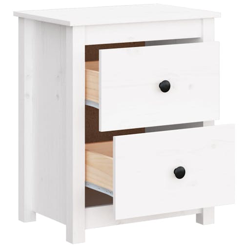 NNEVL Bedside Cabinets 2 pcs White 50x35x61.5 cm Solid Wood Pine