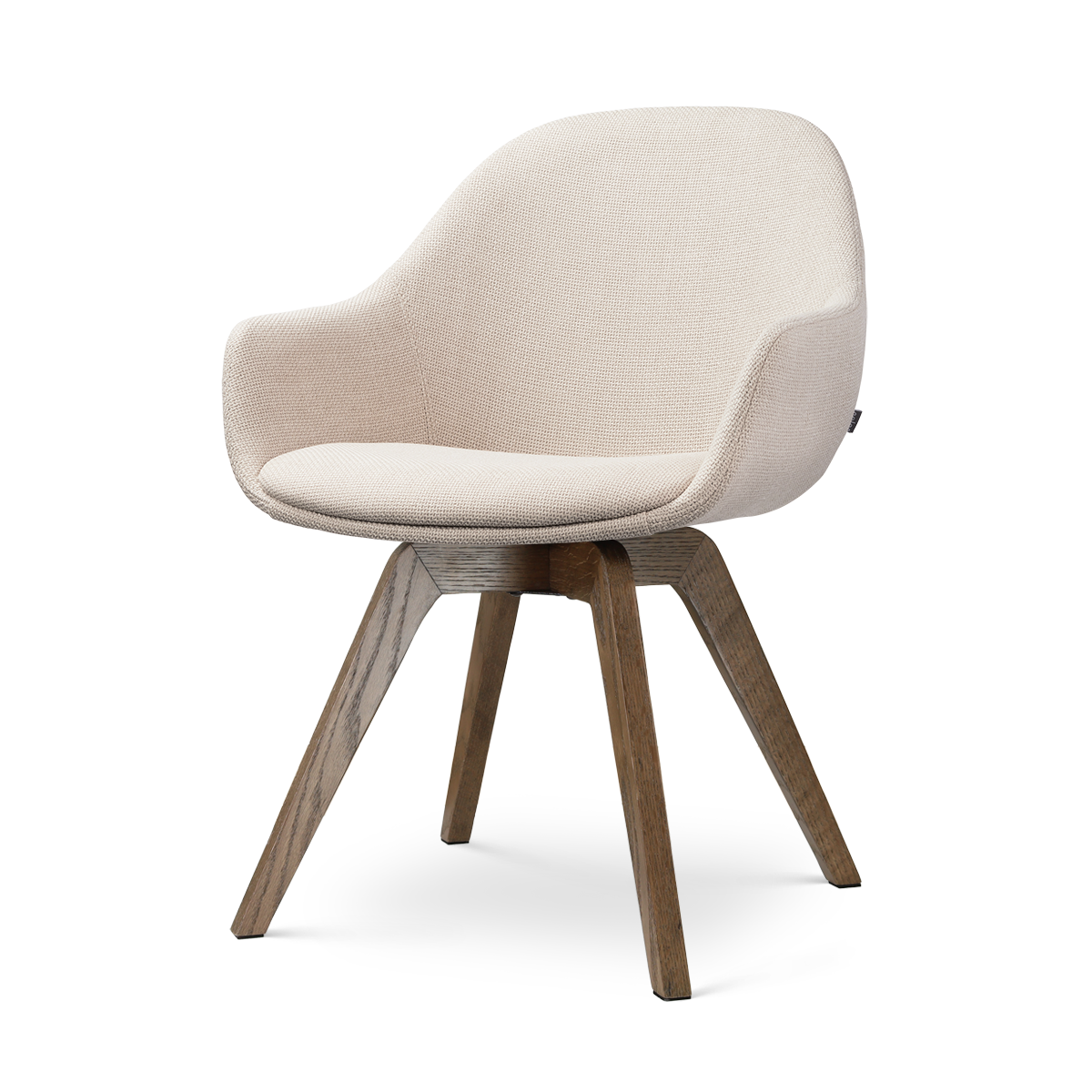 Nolon Noor-Mae draaibare eetkamerstoel beige - walnoot houten onderstel