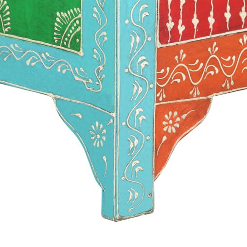 NNEVL Hand Painted Bedside Cabinet 40x30x50 cm Solid Mango Wood