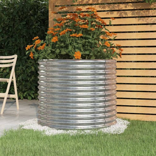 NNEVL Garden Planter Powder-coated Steel 80x80x68 cm Silver
