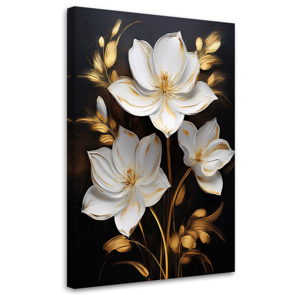 Feeby Obraz na płótnie, Kwiaty Magnolii Złoty Minimalizm 40x60