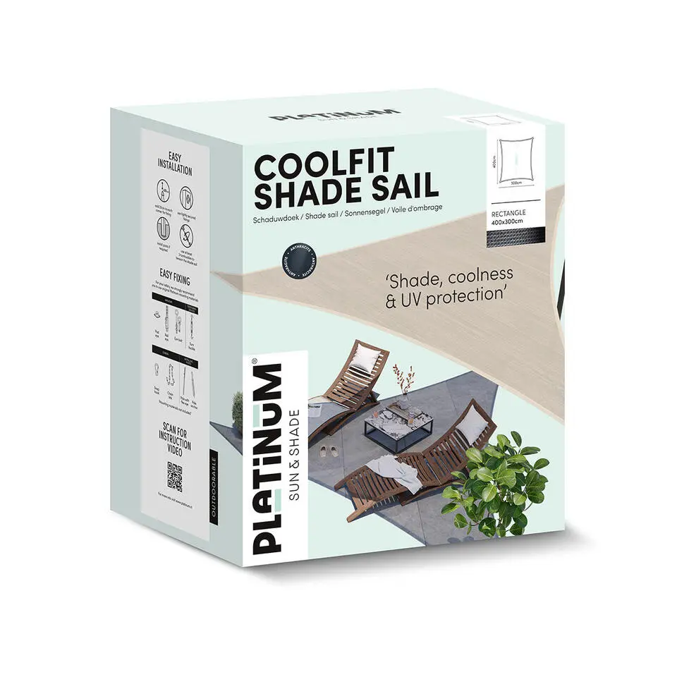 Platinum Coolfit schaduwdoek rechthoek 300x400 cm - Antraciet