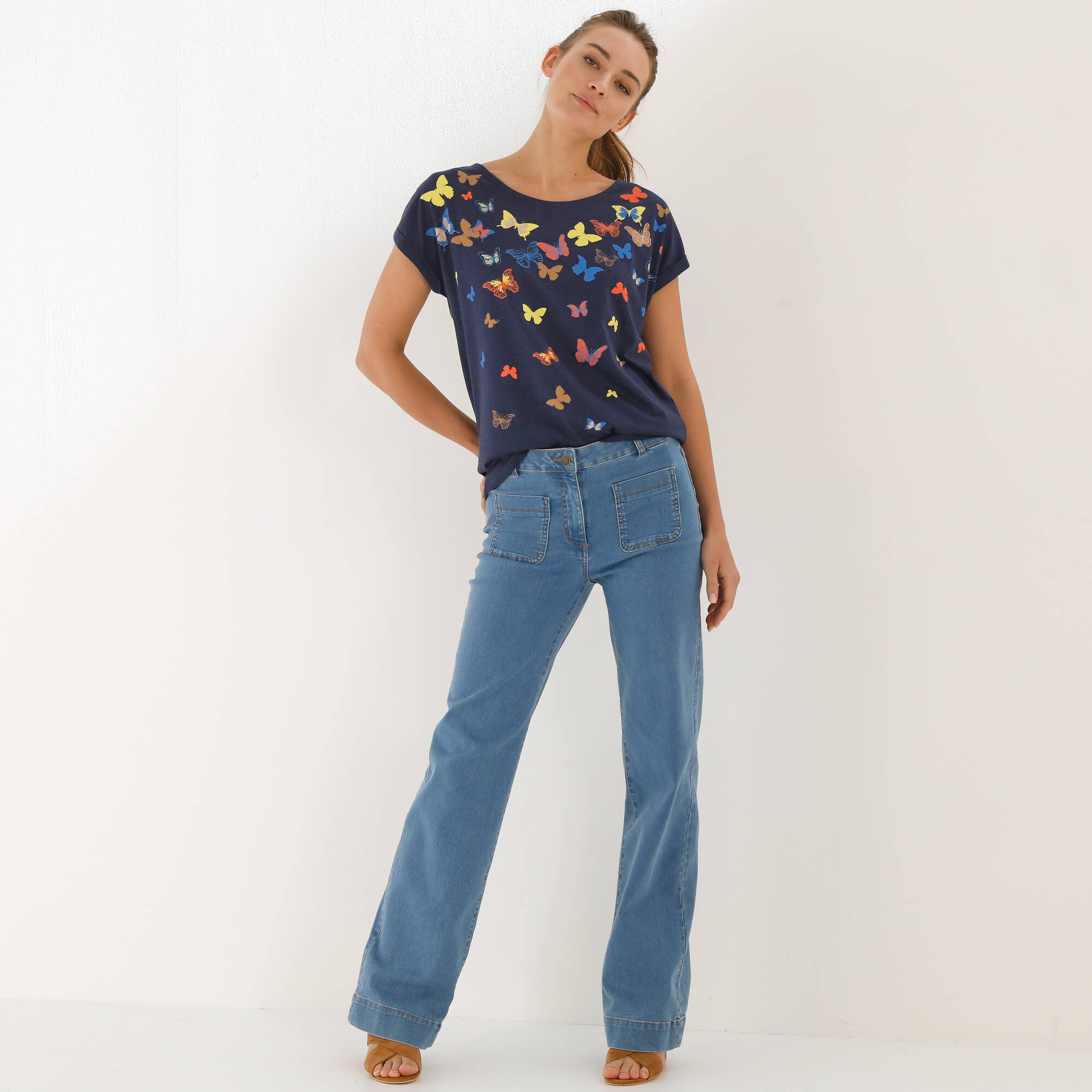T-shirt boite, imprimé papillons