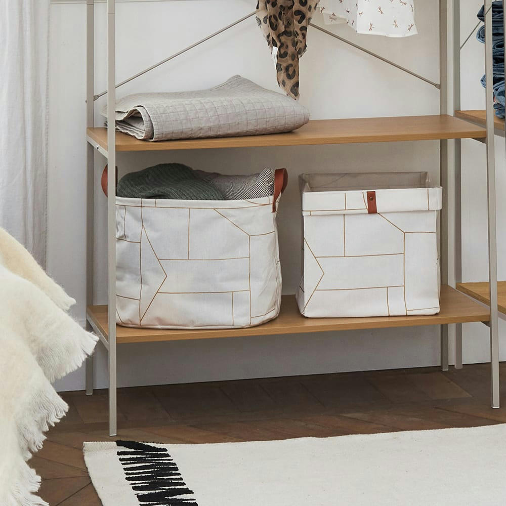 CLASSIC CHIC - Panier de rangement pliable en polycoton blanc 31x31x31cm