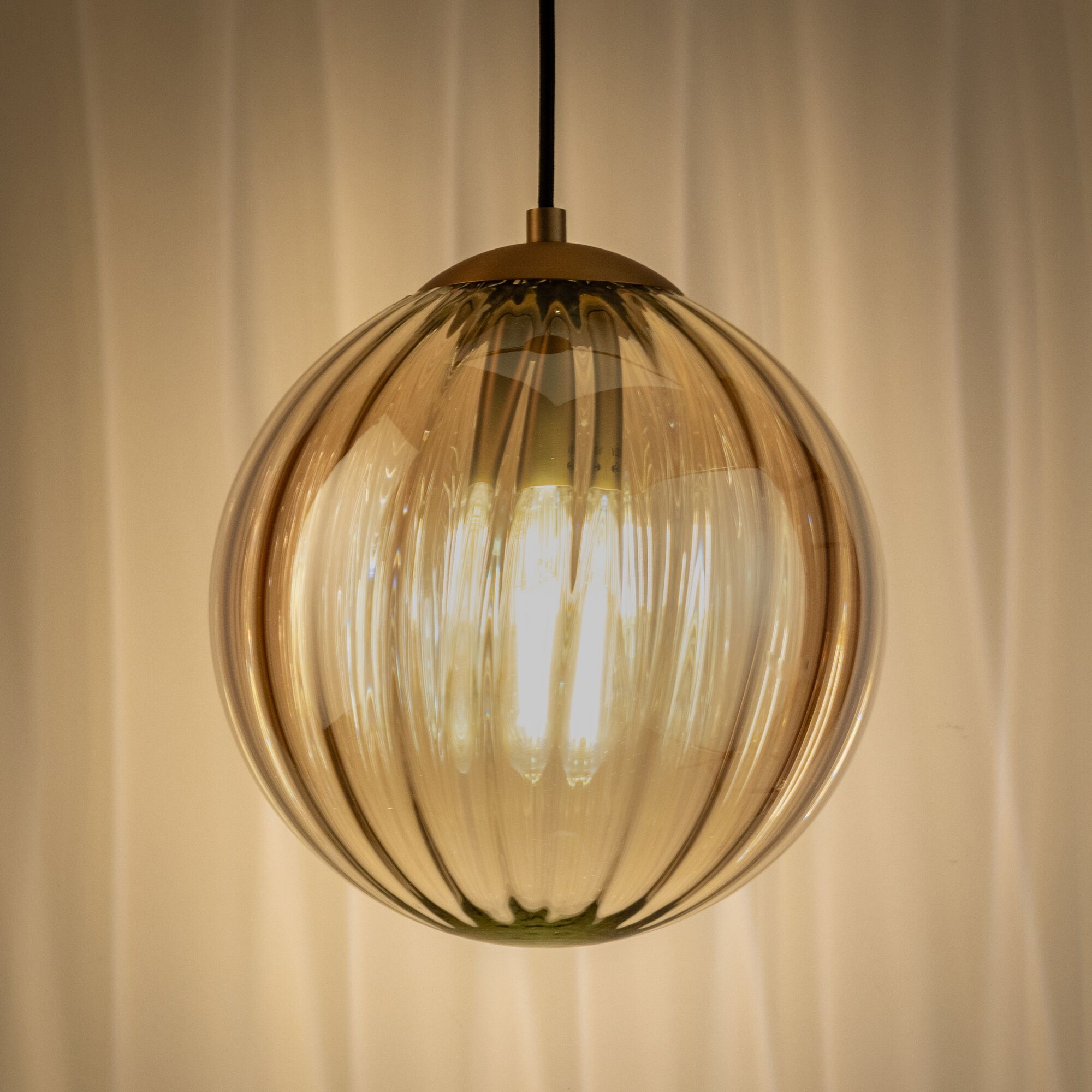 MONSARAZ - Suspension électrifié en verre et acier D25cm - marron