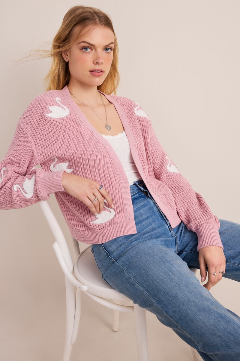 Swan Embroidered Cardigan