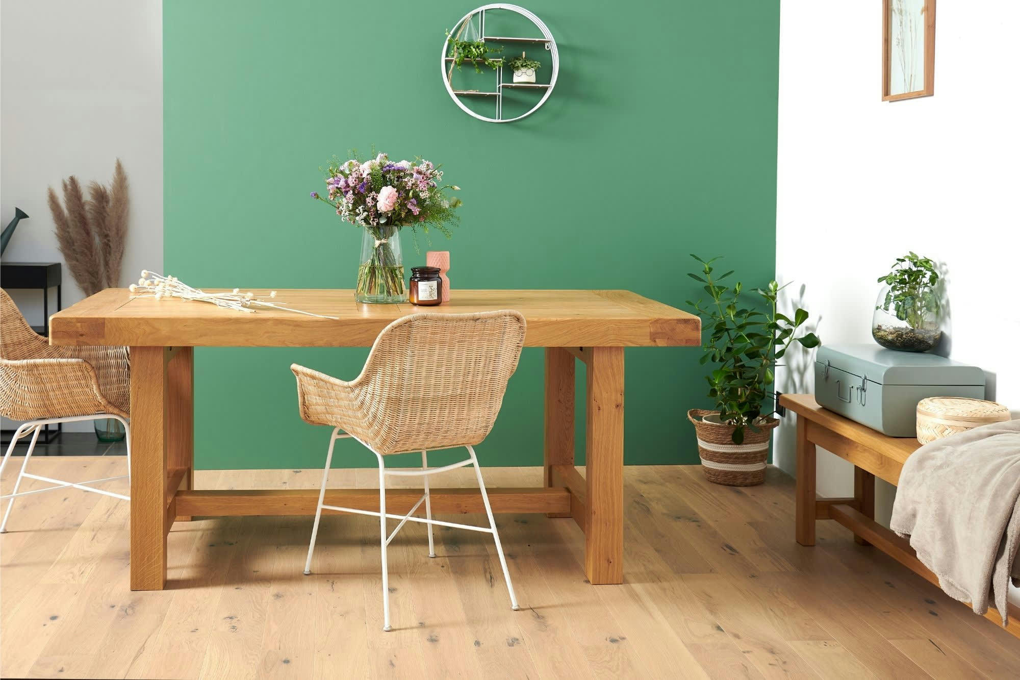 LA BRESSE - Table de ferme campagnarde bois chêne massif L180