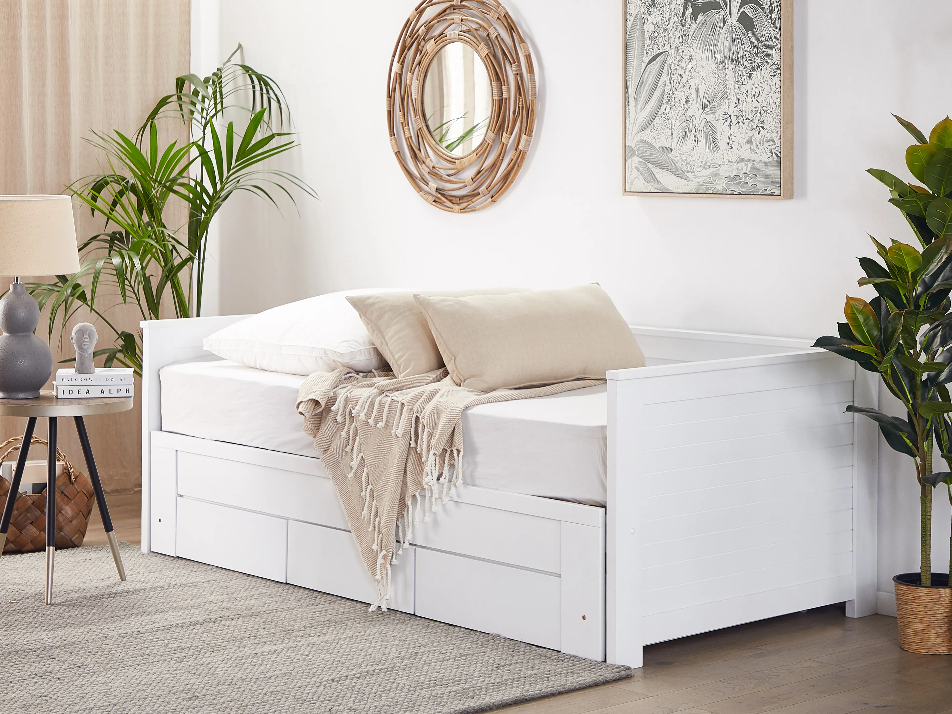 Bed with Storage Drawers Wood CAHORS 90 x 200 cm (EU Single) White