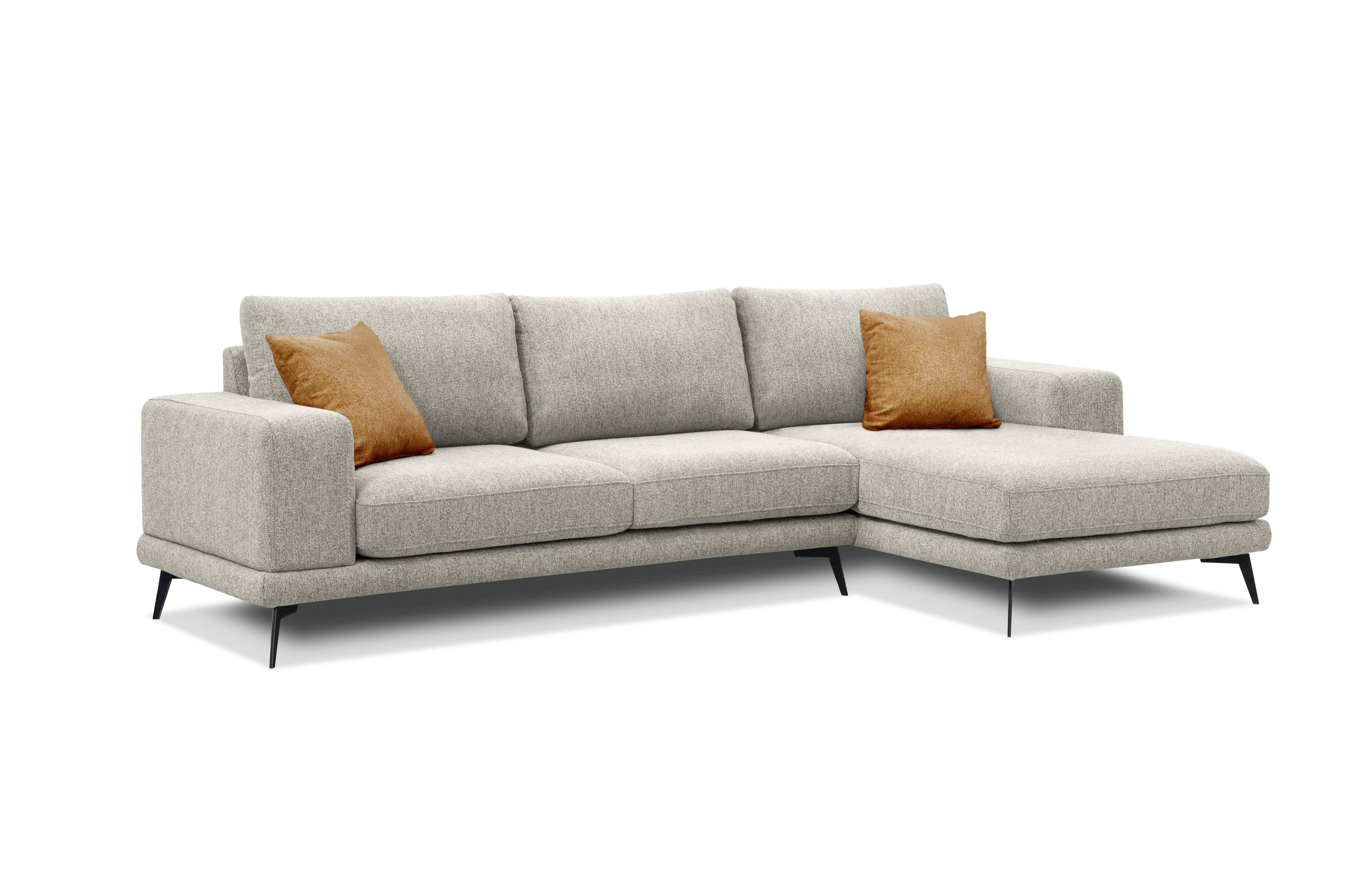 MEDIOLANE - Canapé d'angle droit 4 places tissu beige