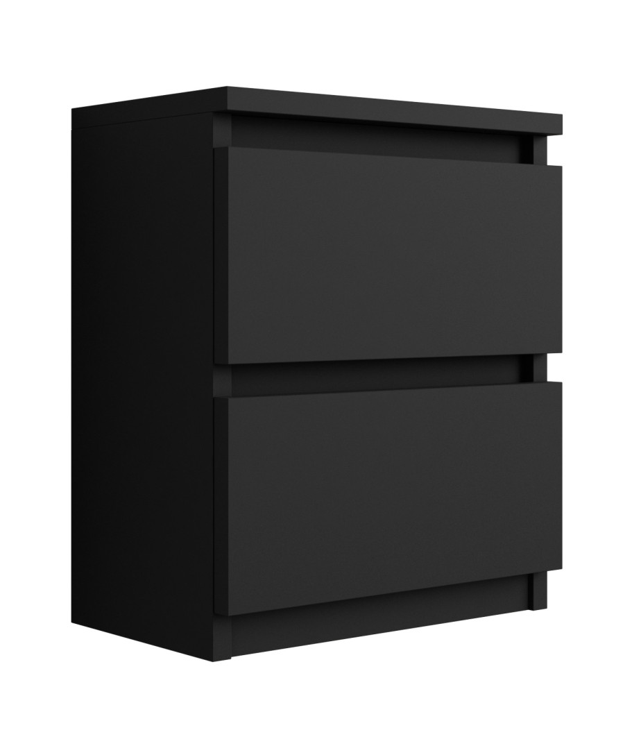 Szafka nocna stojąca z dwiema szufladami – 45 ×36 × 36 cm – kolor: czarny