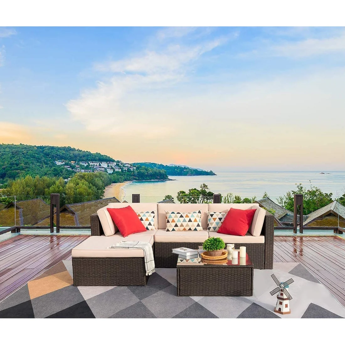 5 Pieces Patio Furniture Set Outdoor Sectional Sofa Outdoor Furniture