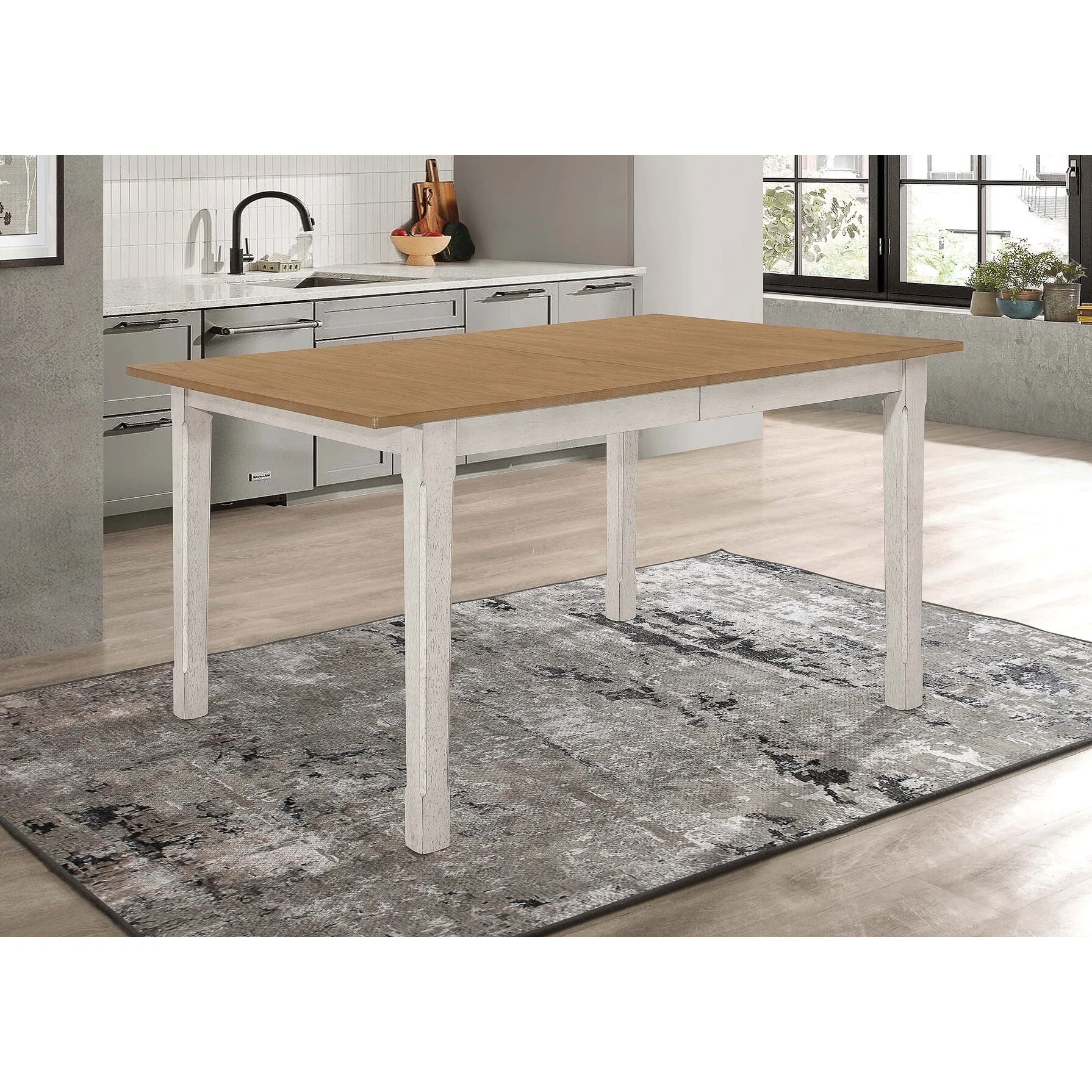 Kirby 71-inch Extension Leaf Dining Table Rustic Off White