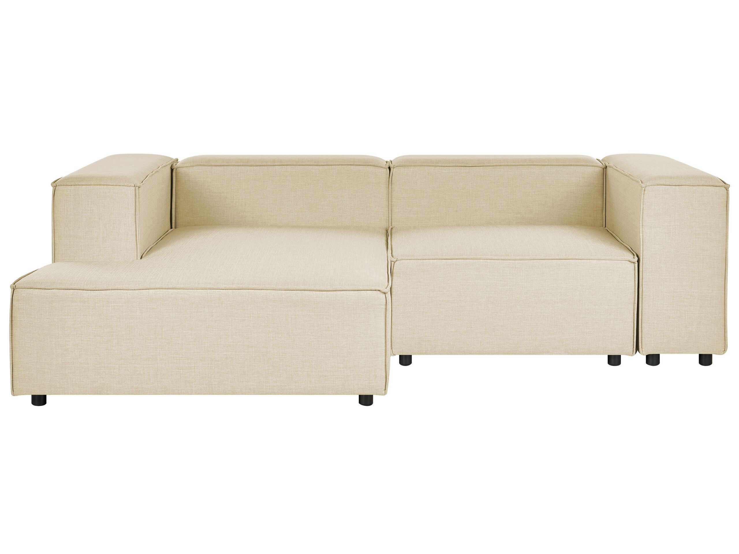 Narożna sofa modułowa prawostronna lniana beżowa