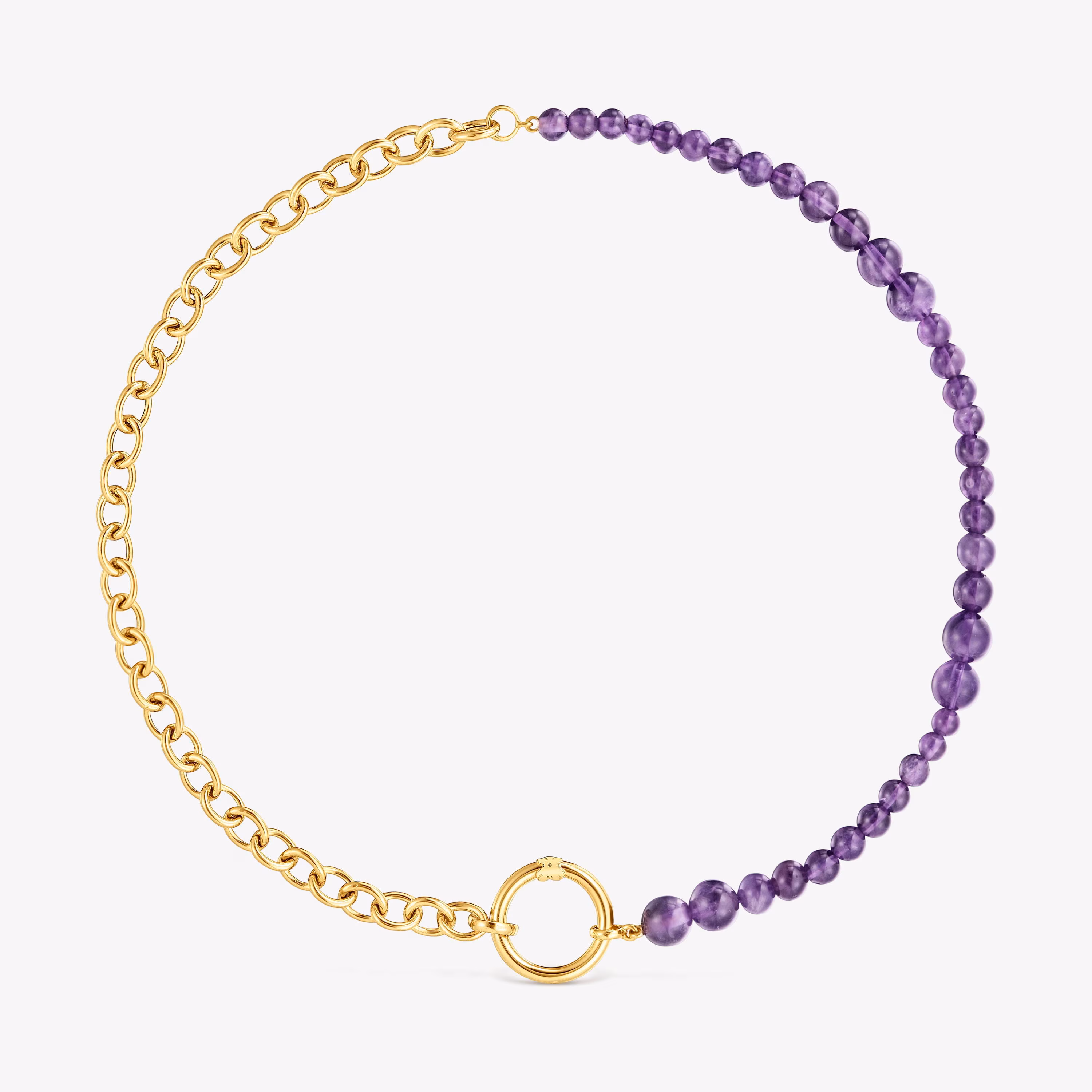 Collar con baño de oro de 18 kt sobre plata y amatista Hold