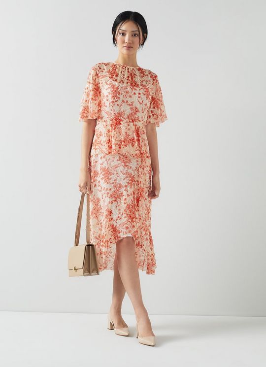 Thea Silk-Viscose Devor&eacute; Toile Print Dress