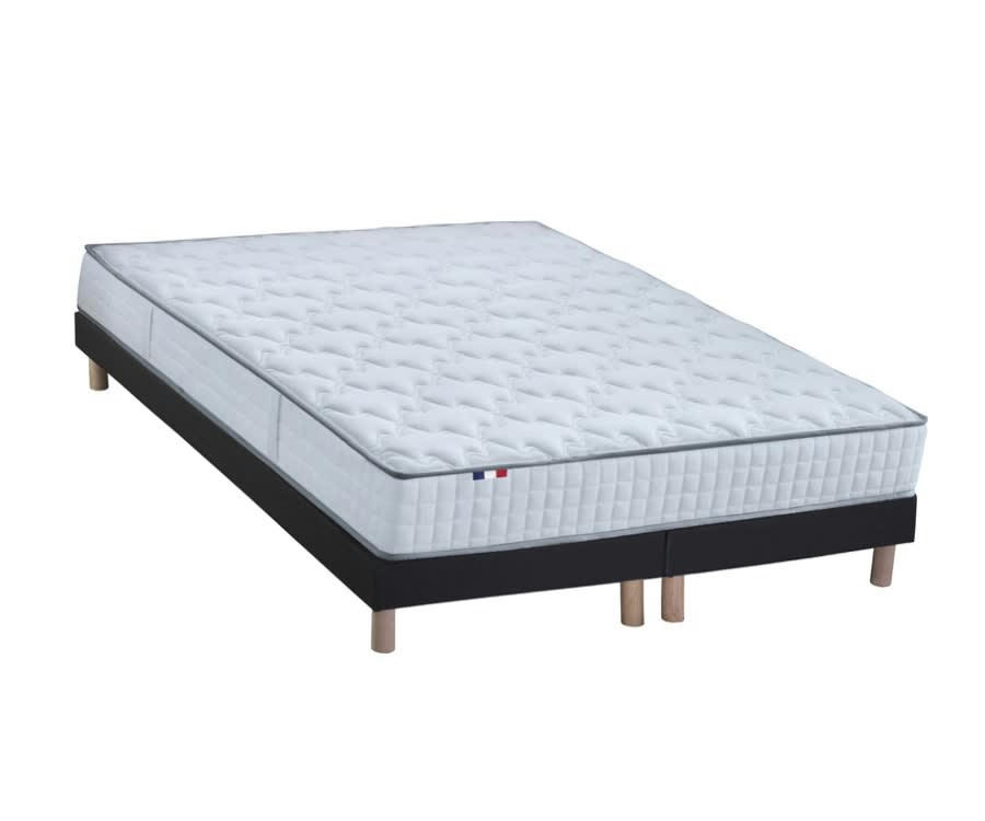 ENSEMBLE COSMOS - Ensemble matelas ressorts sommier noir 160x200