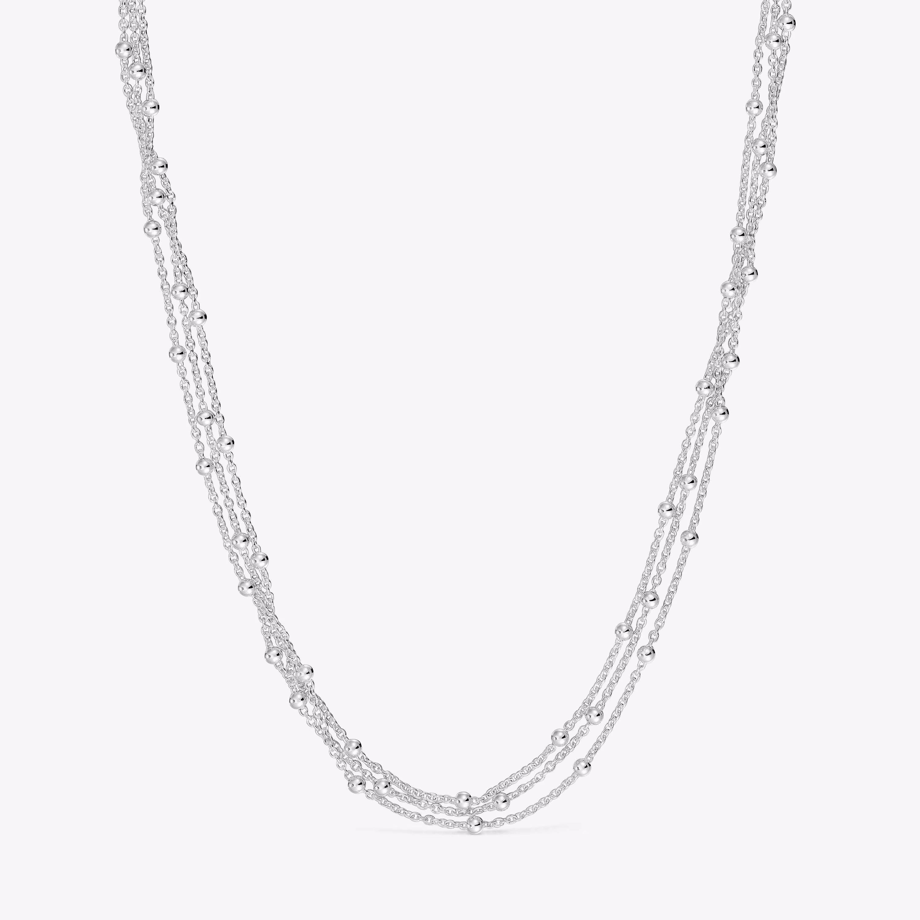 Collar triple corto de plata Basicos