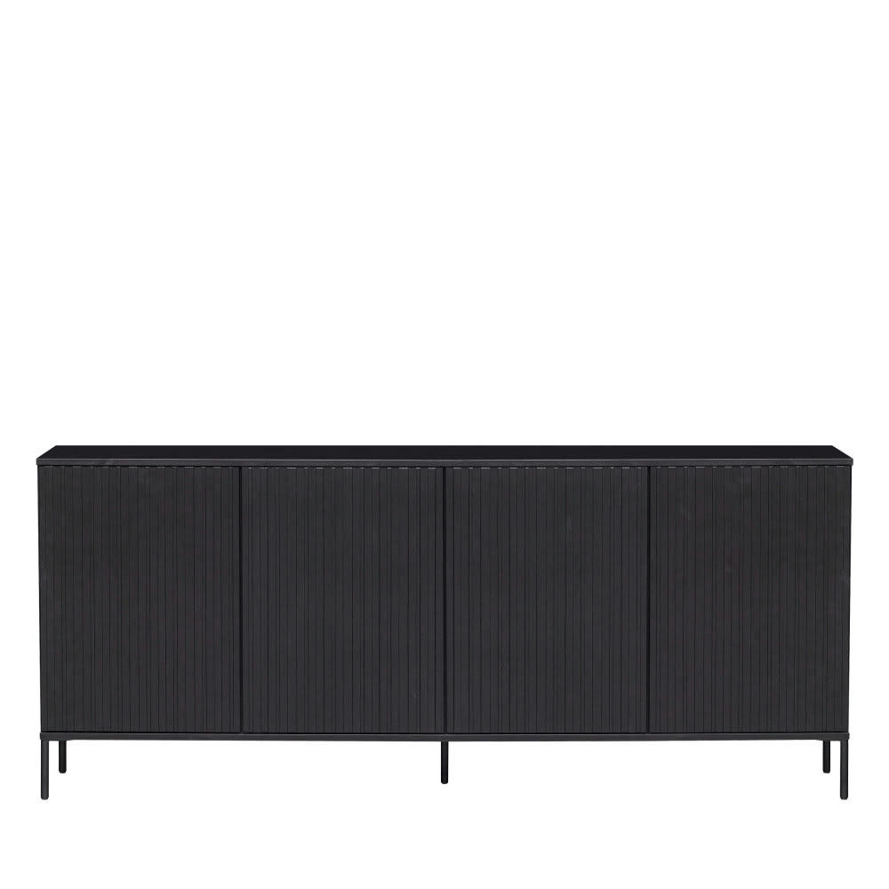 NEW GRAVURE - Buffet 4 portes en bois L200cm noir