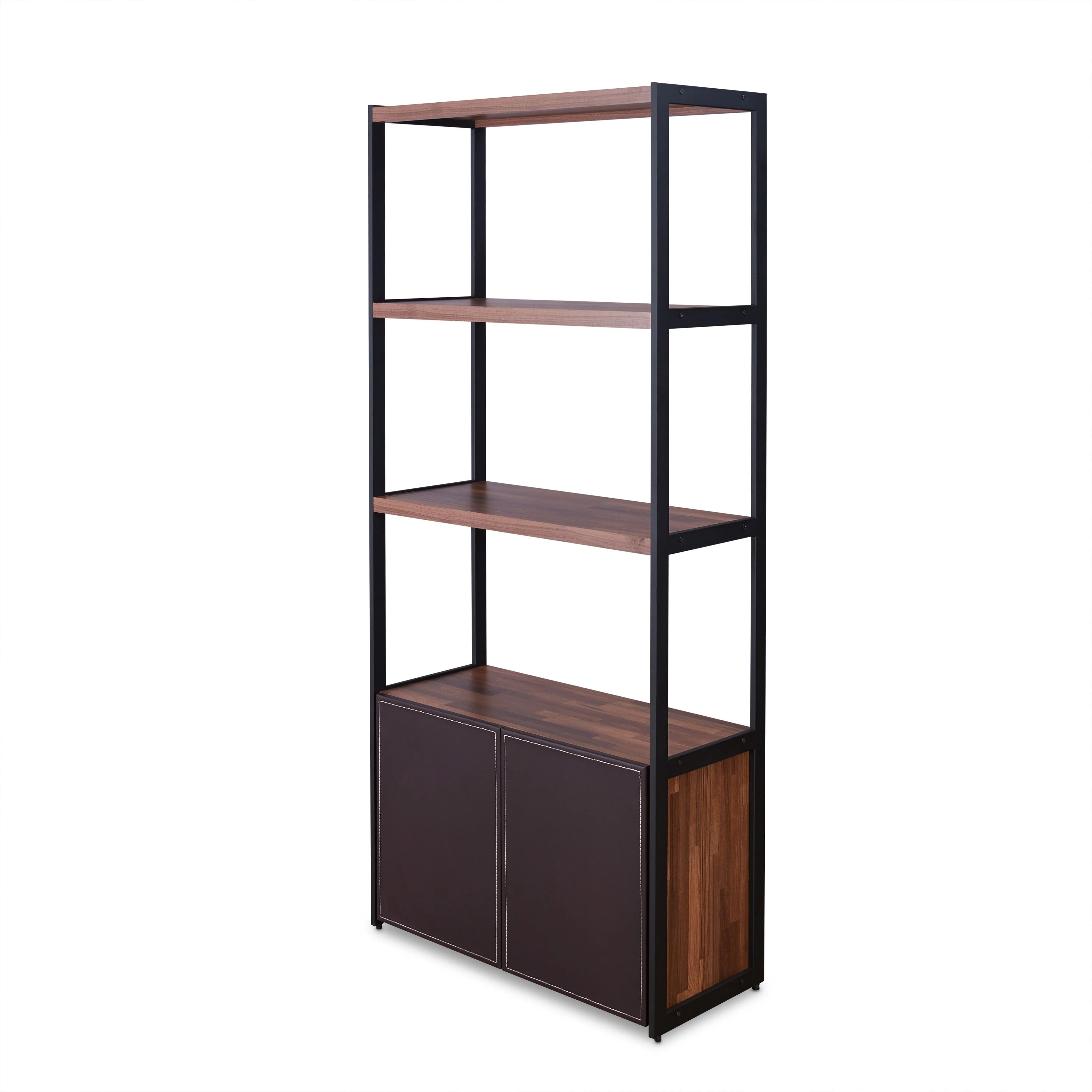 Walnut and Sandy Black Finish Bookshelf