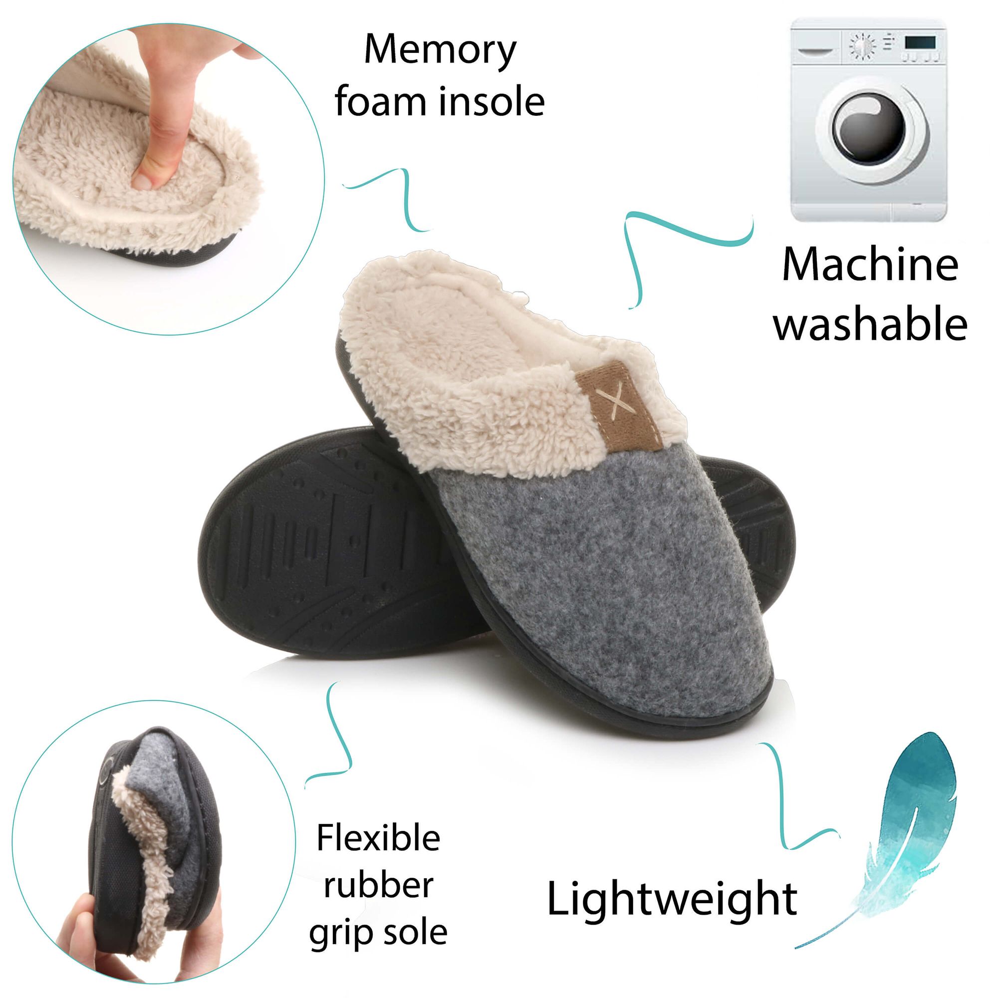 AJVANI Faux Fur Lined Slippers