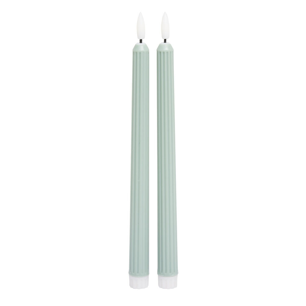 Lot de 2 bougies chandelles LED vertes Ø2,2xH22,5cm