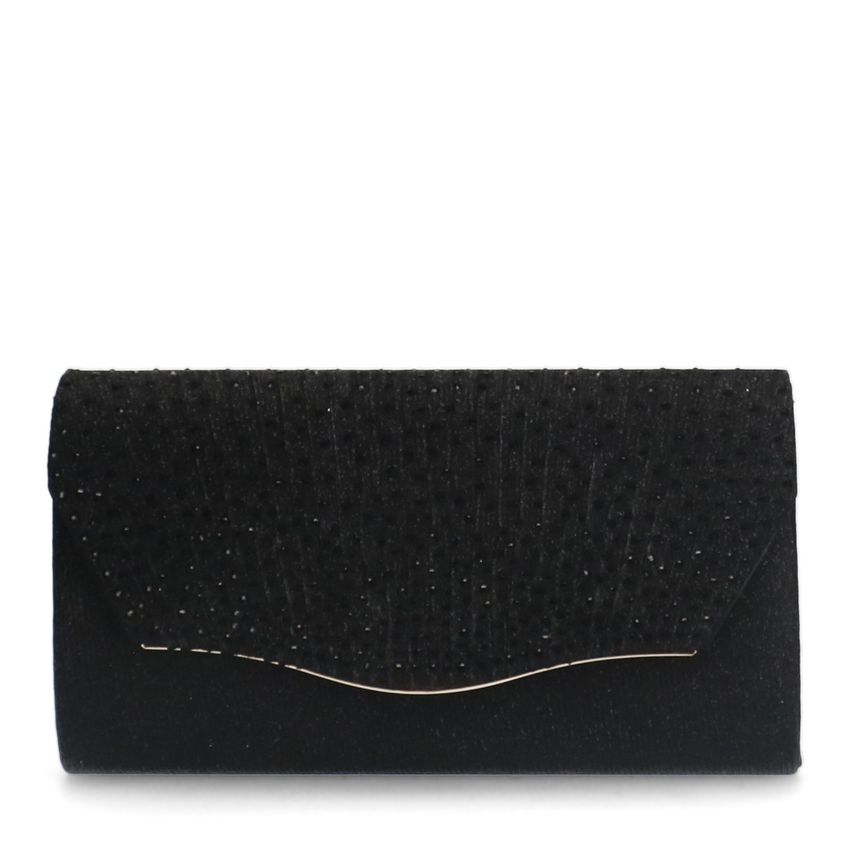 Manfield Zwarte glitter clutch