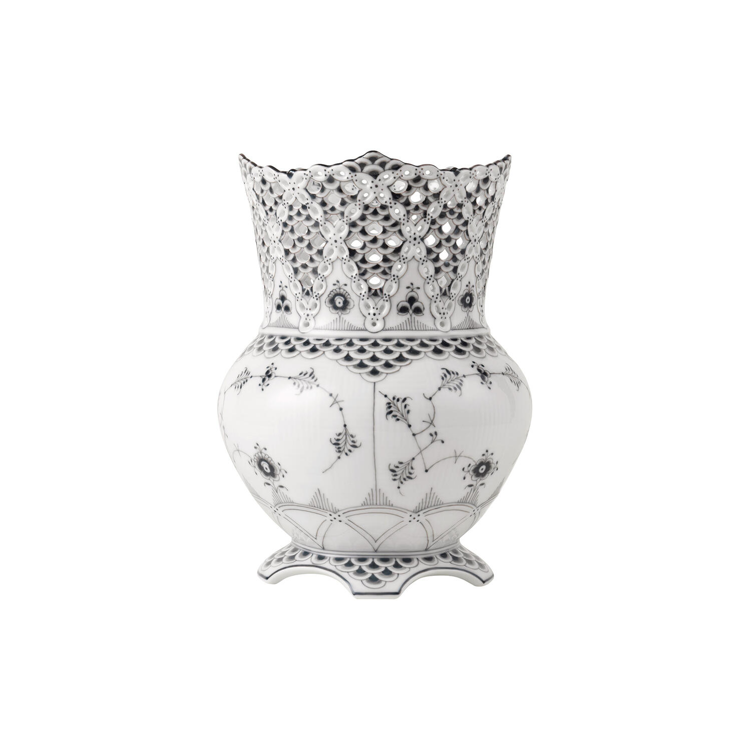 Sort Musselmalet Helblonde vase 22 cm